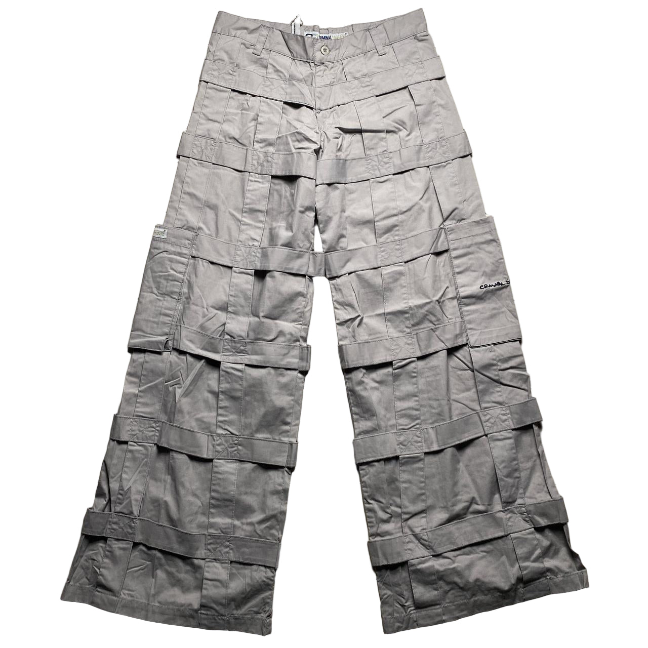 Criminal Damage Bondage Baggy Cargo Grey Combat Trousers (30W)