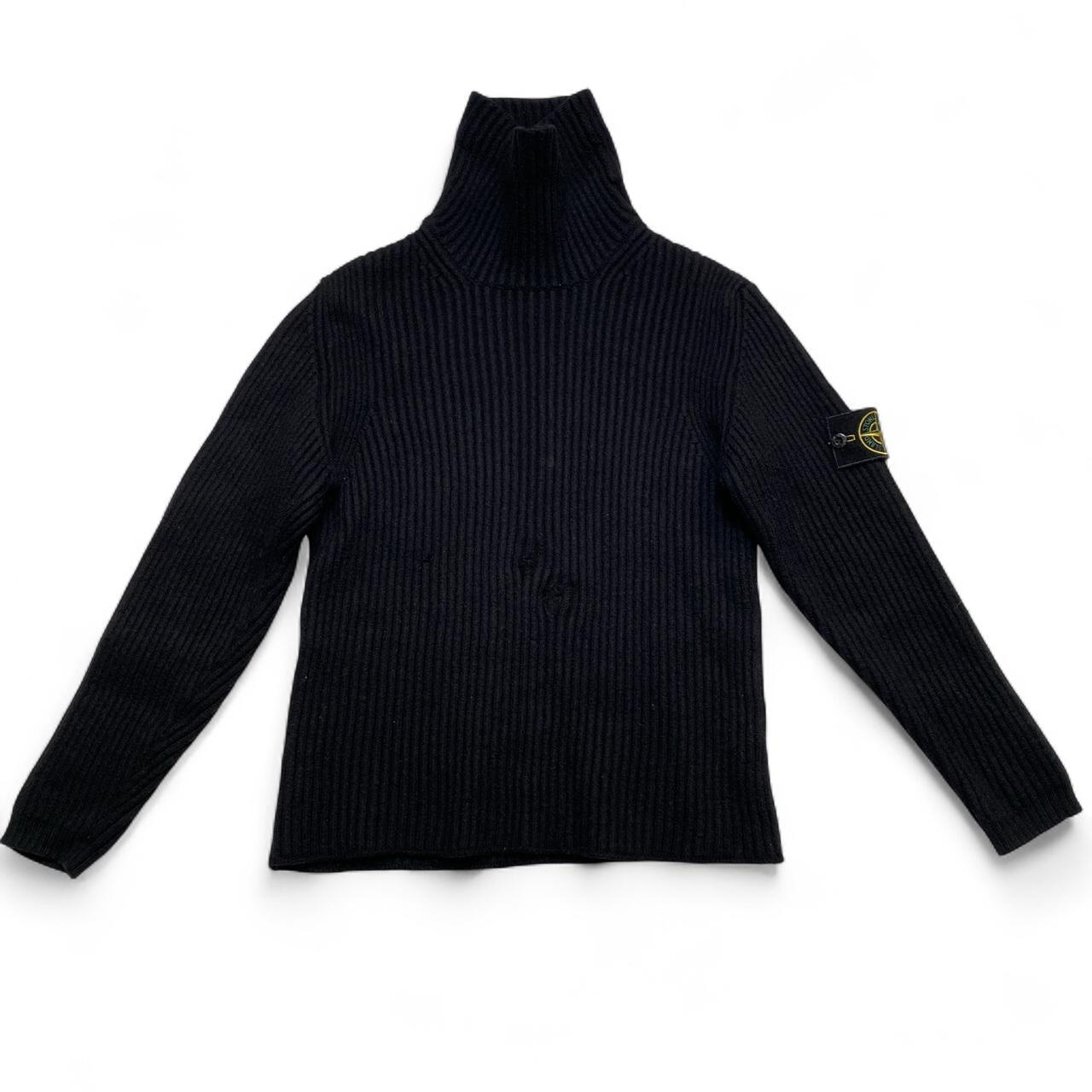 Stone Island Ribber Lana Wool Black Turtle Neck Jumper