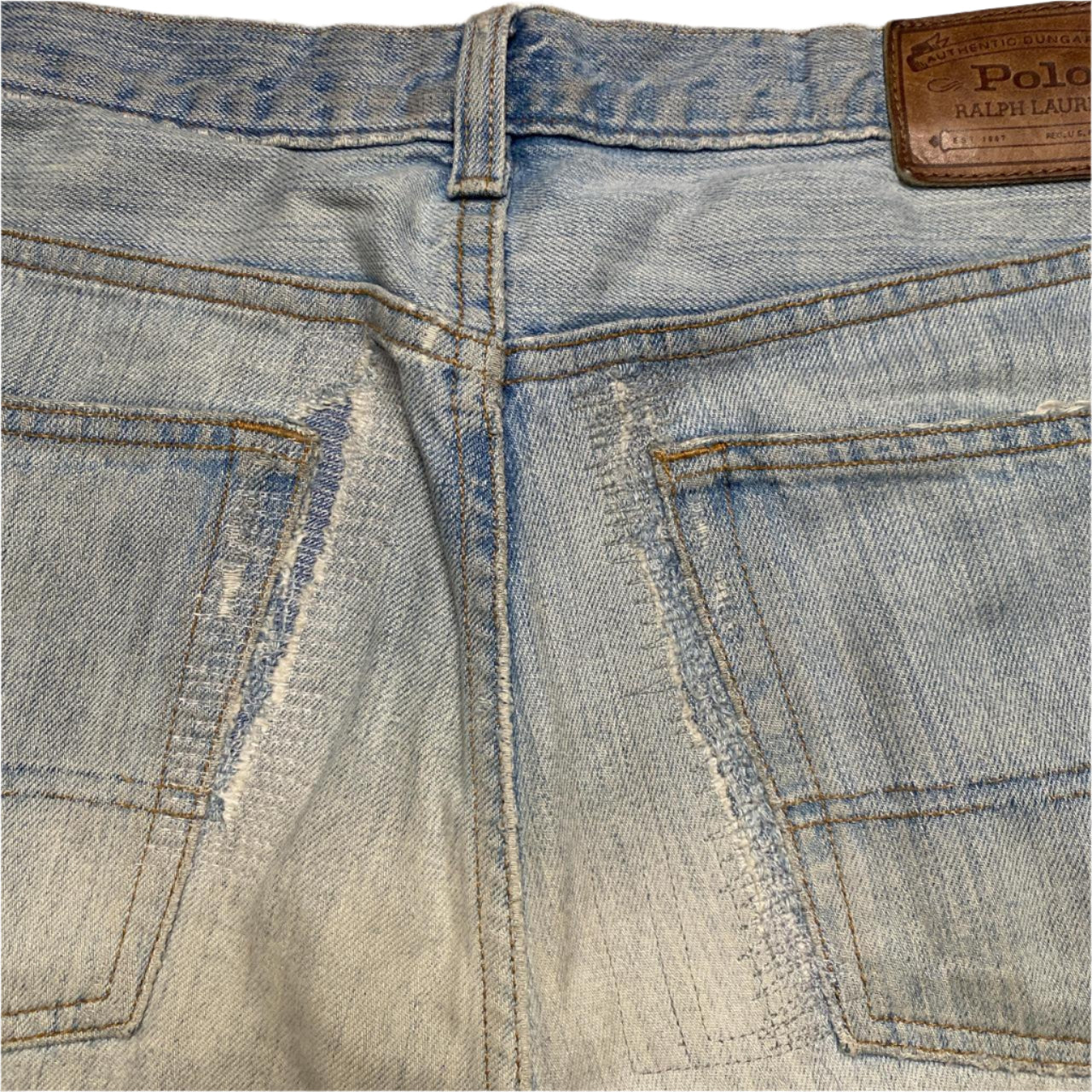 Polo Ralph Lauren Light Blue Stonewash Knee Distress Jeans (35W)