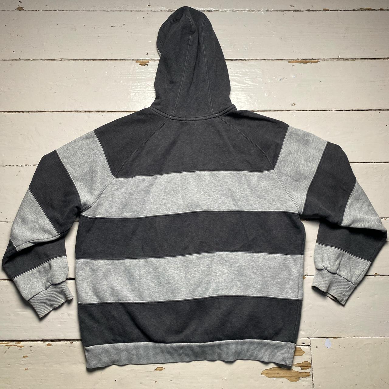 Nike Vintage Grey Two Tone Stripe Hoodie Purple Swoosh