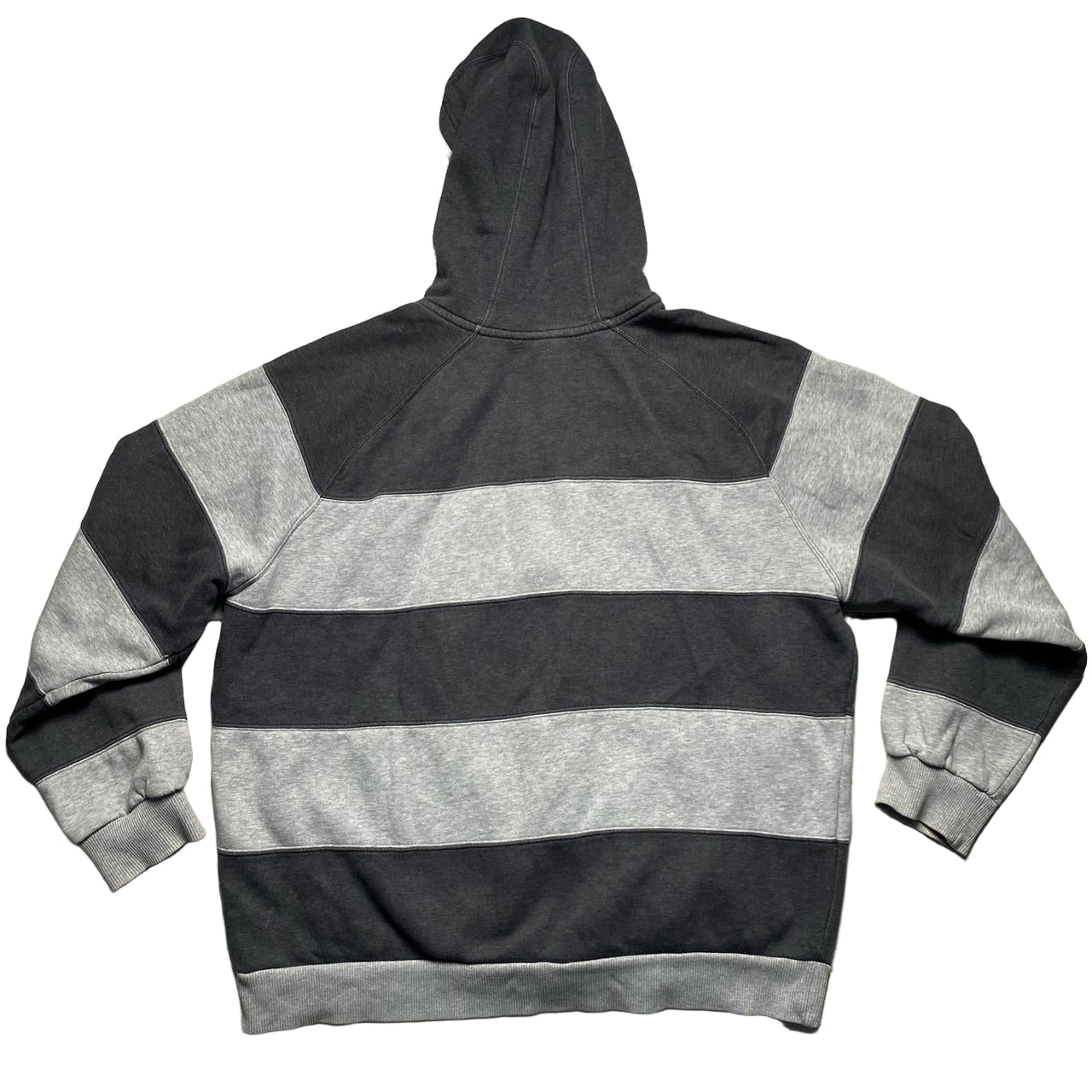 Nike Vintage Grey Two Tone Stripe Hoodie Purple Swoosh (XL)