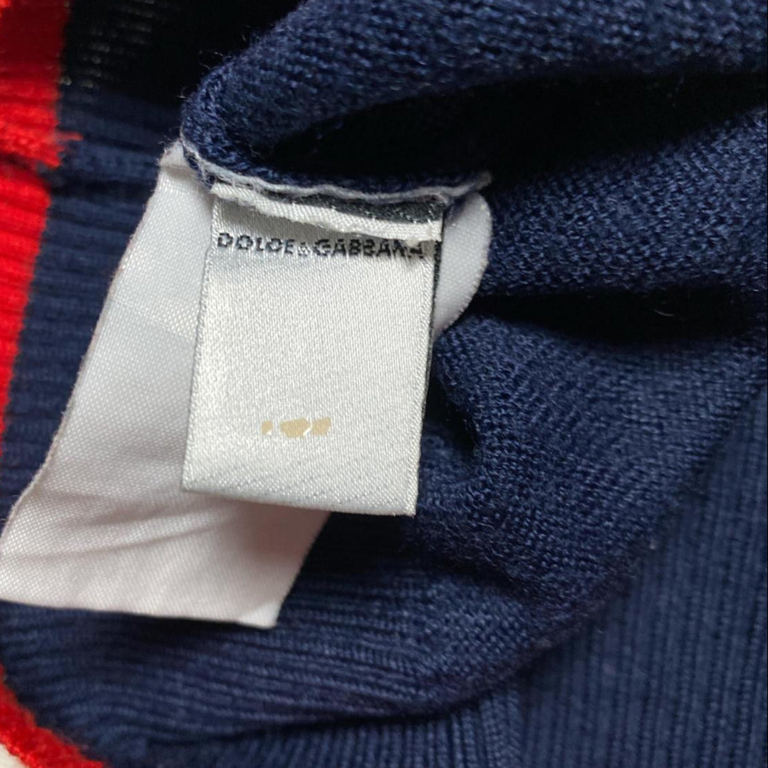 Dolce and Gabbana Navy and Red Crewneck Jumper (S)