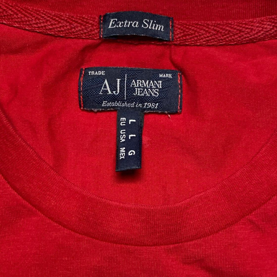 Armani Jeans Red Slim Fit Bike T Shirt (L)