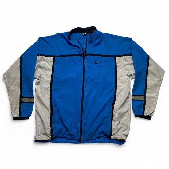 Nike Vintage 90’s Blue Black and Silver Windbreaker Jacket (XL)