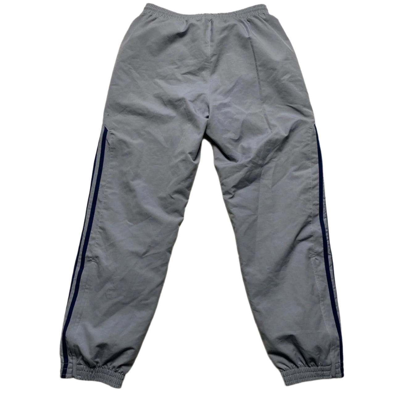 Adidas Grey White and Navy Stripes Shell Nylon Trackpant Bottoms (M)