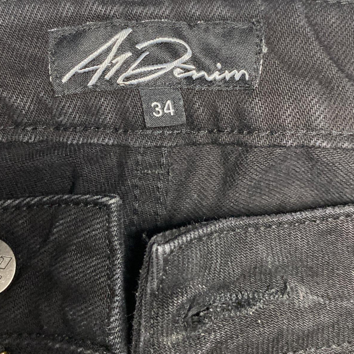 A1 Denim Soho Yacht Club Black Baggy Carpenter Cargo Denim Jeans (34W)