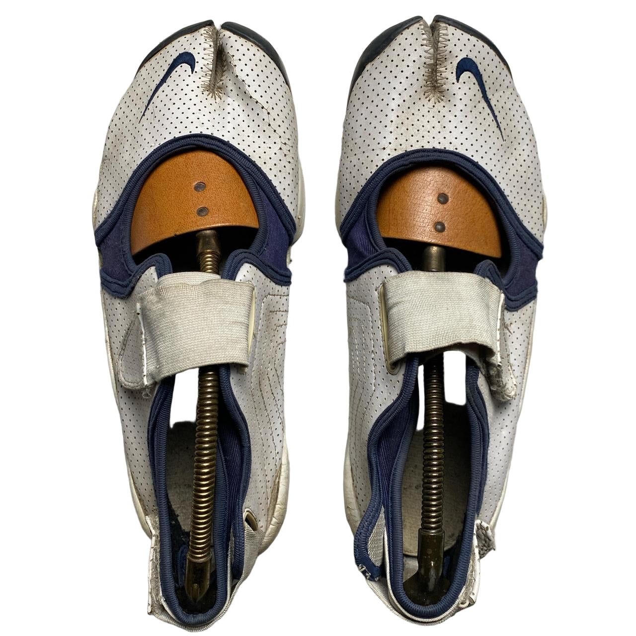 Nike Air Rift Vintage 2007 White and Navy Leather Tabi Split Toe Trainers (UK 11)