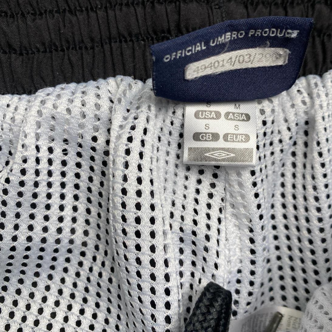 Umbro Vintage Black and Grey Spellout Shell Trackpant Bottoms (S)