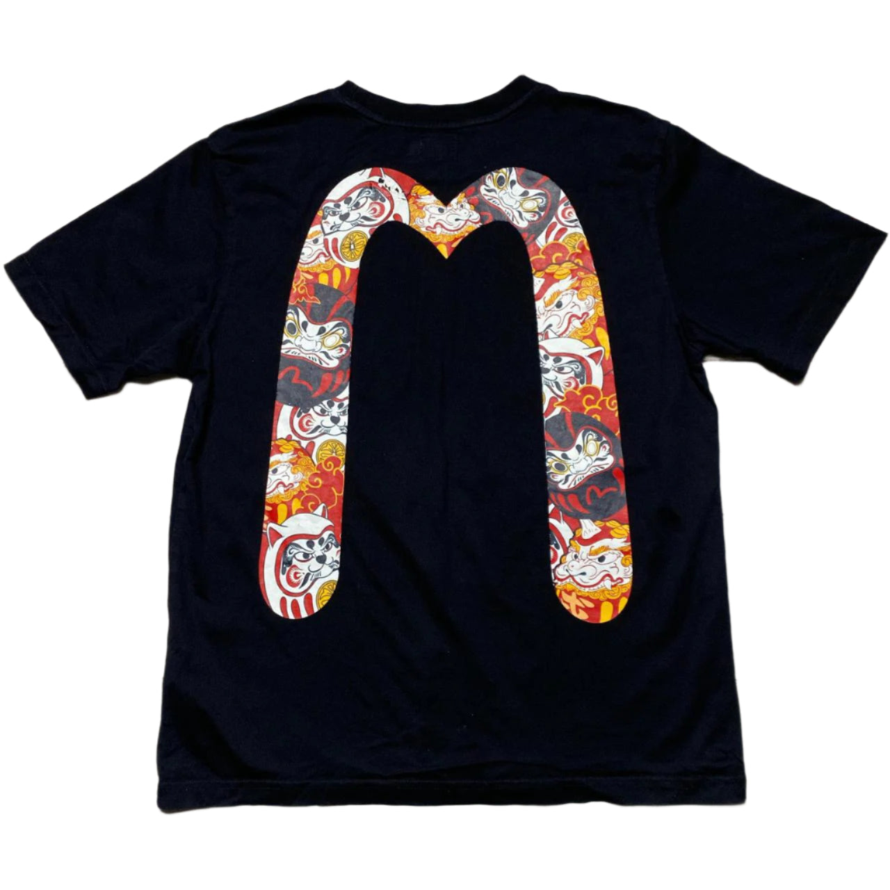 Evisu Big Daicock Swoosh Black and Multi Coloured Graphic T Shirt (2XL)