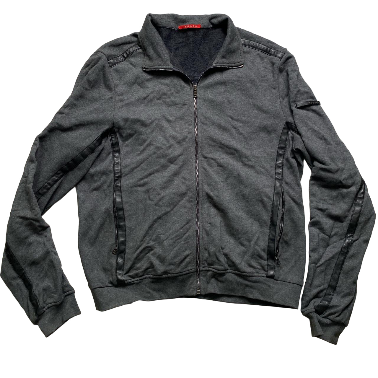 Prada Vintage Grey and Black Zip Jumper (3XL)