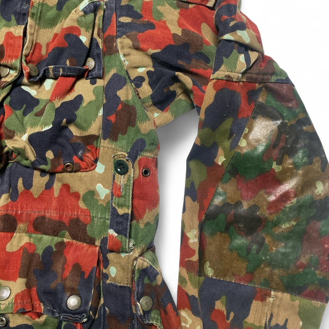 Swiss Camo M70 Camouflage Red Brown and Green Vintage Military Army Jacket (L)