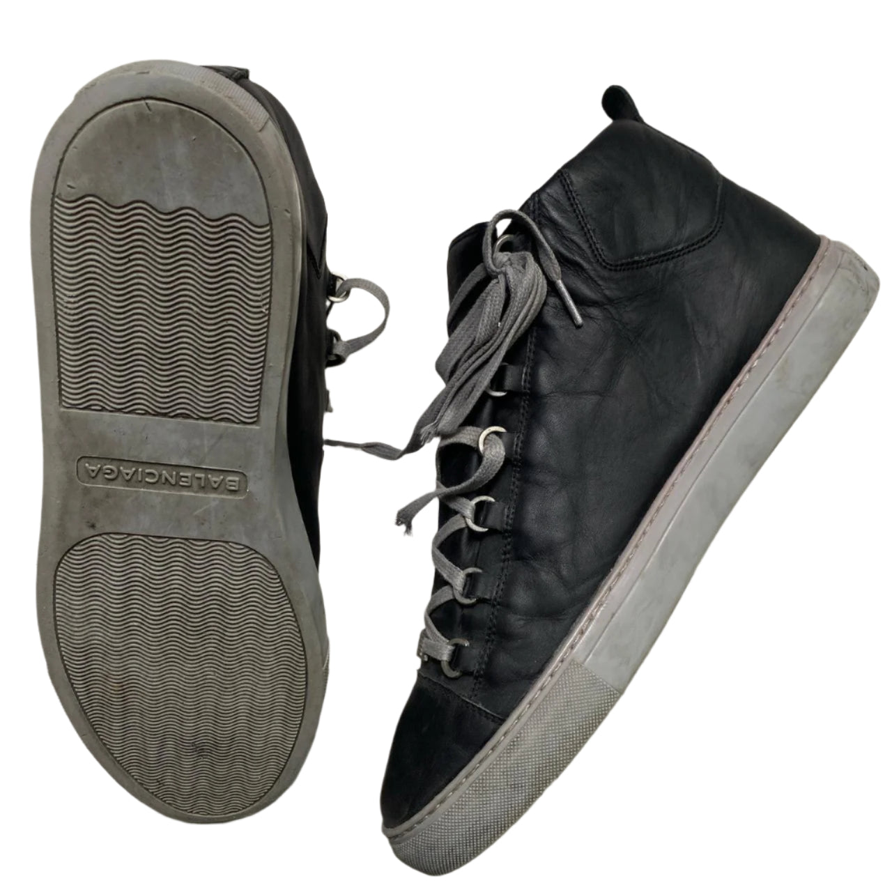 Balenciaga Arena Black and Grey High Top Trainers (UK 10)