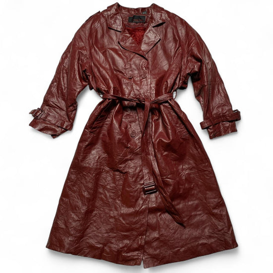 Phase Two Vintage Burgundy Long Fur Lined Trench Coat (2XL)