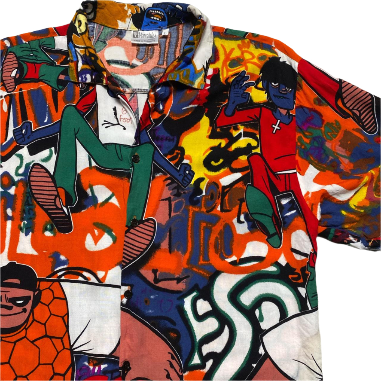 Gorilaz All Over Graffiti Print Short Sleeve Shirt (L)