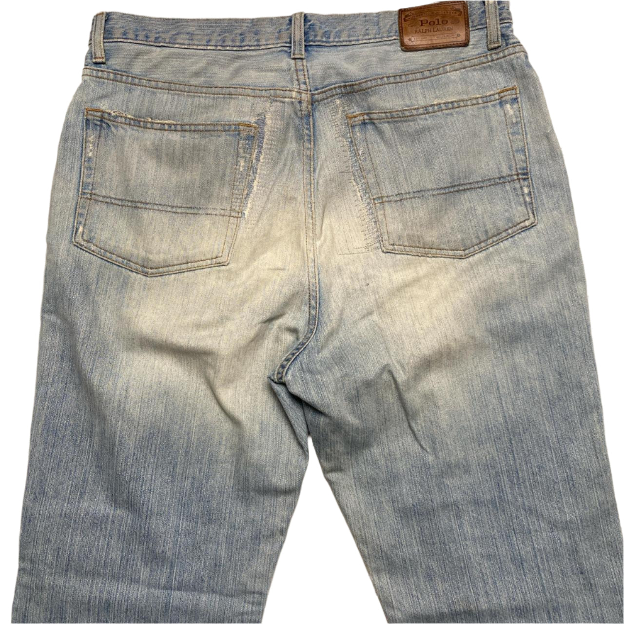 Polo Ralph Lauren Light Blue Stonewash Knee Distress Jeans (35W)