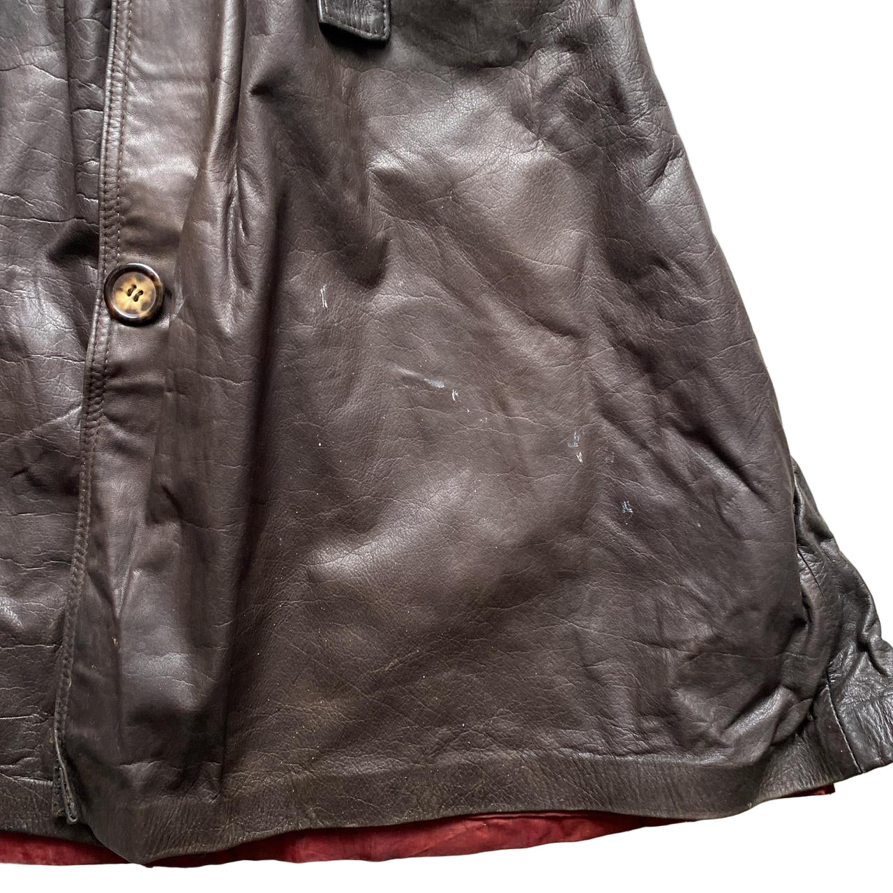 Leone London Vintage Brown Long Leather Trench Coat (S)