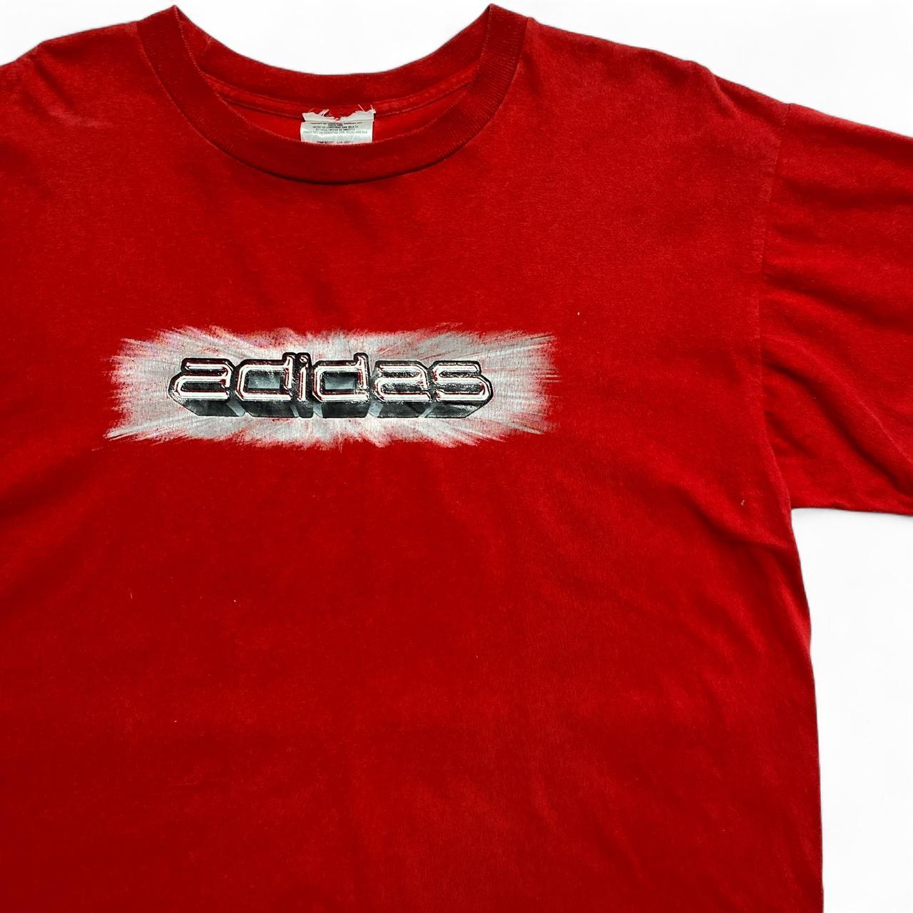 Adidas Vintage y2k Red and White T Shirt (M)
