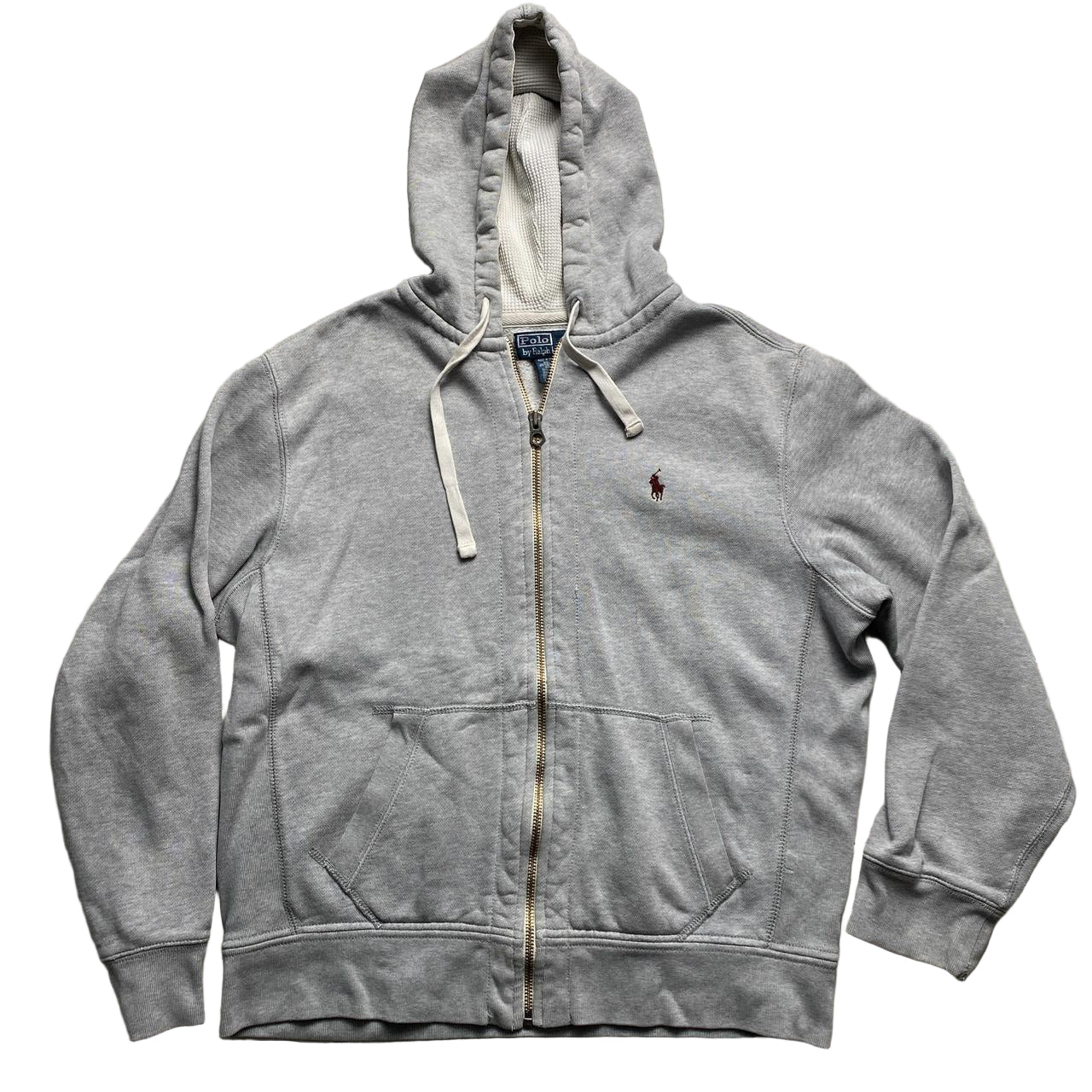 Polo Ralph Lauren Grey and Burgundy Pony Hoodie (L)