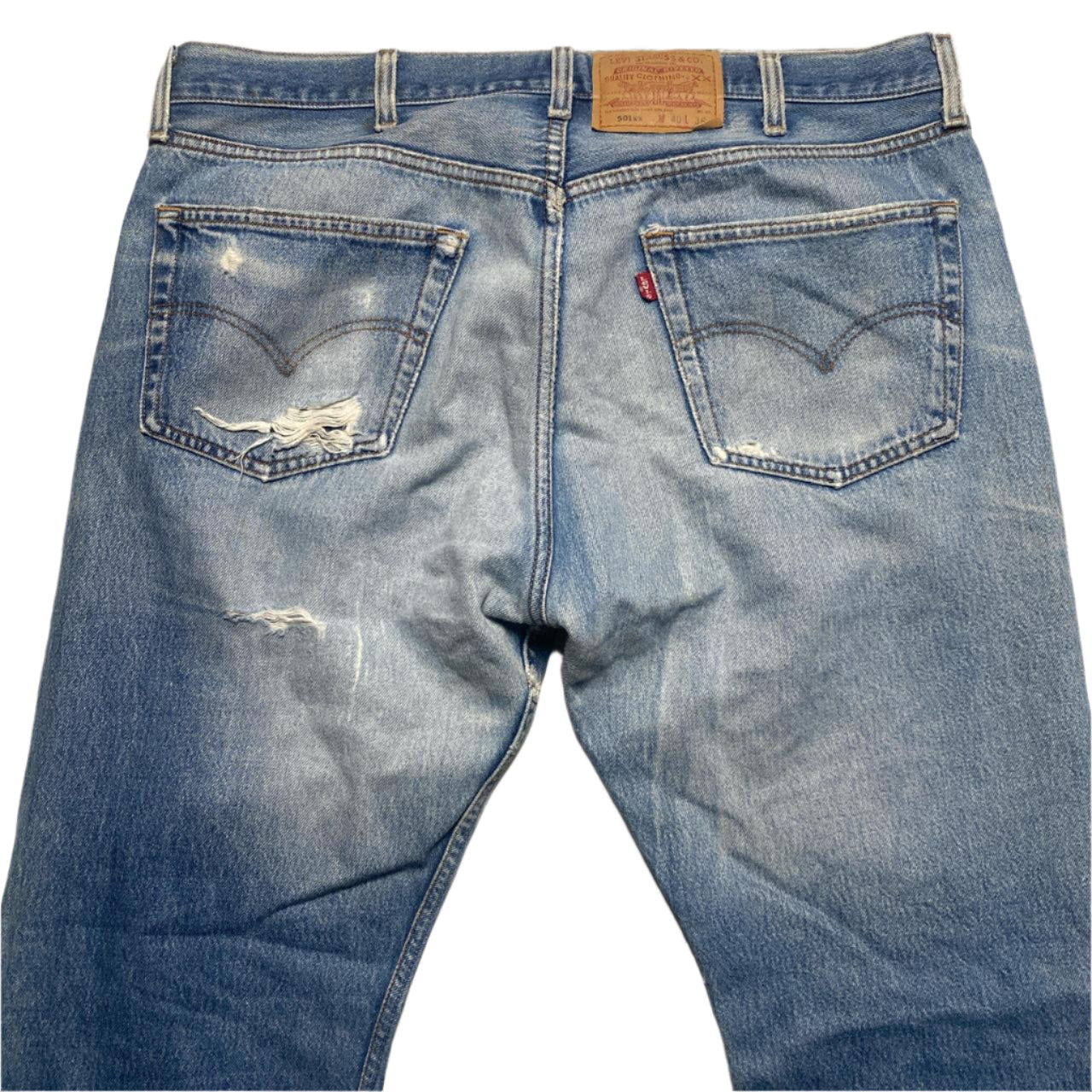 Levis 501 XX Vintage Distressed Made in Mexico Light Blue Jeans (W 40)