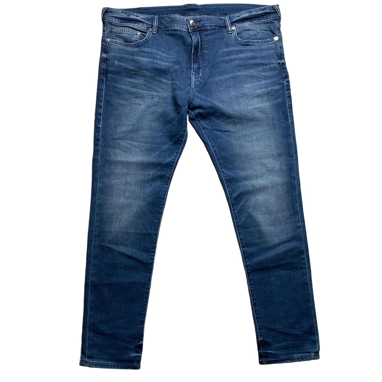 True Religon Tony Blue and Silver Horse Shoe Plaque Jeans (42W)