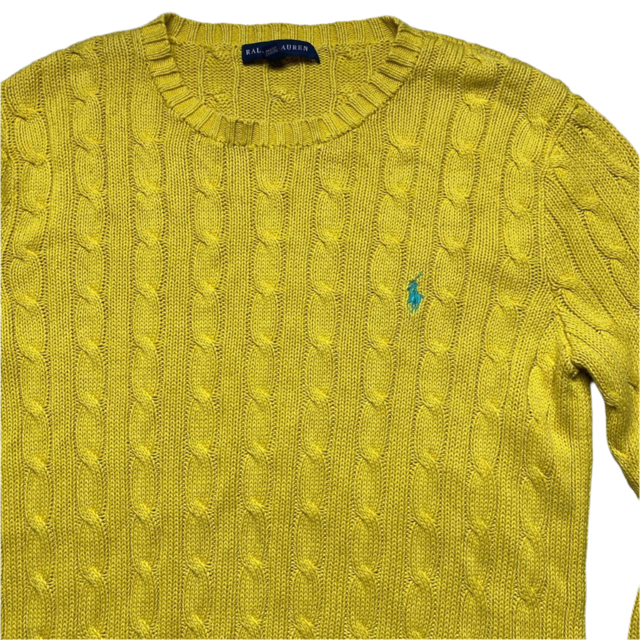 Yellow Polo Ralph Lauren cable knit Jumper (M)