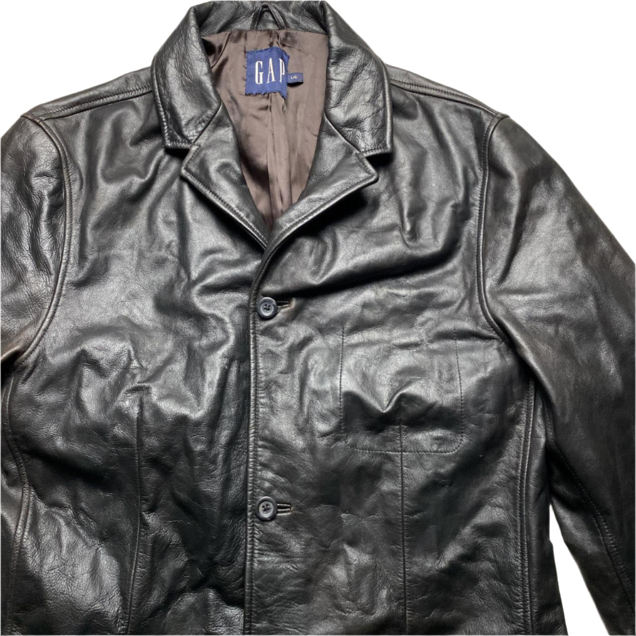 GAP Dark Brown Long Leather Trench Coat Jacket (L)