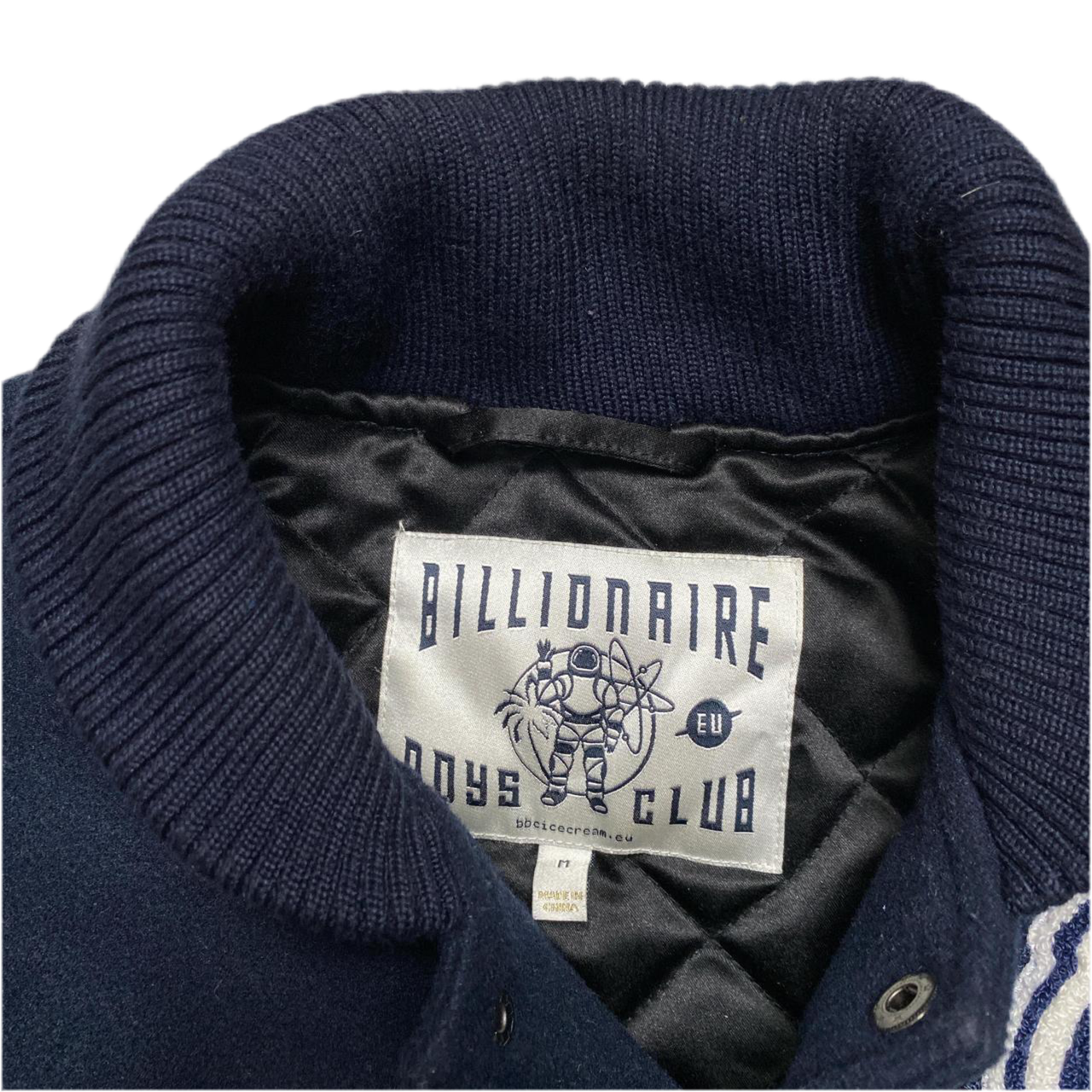 Billionaire Boys Club Navy and White Varsity Wool Fleece Bomber Jacket (M)