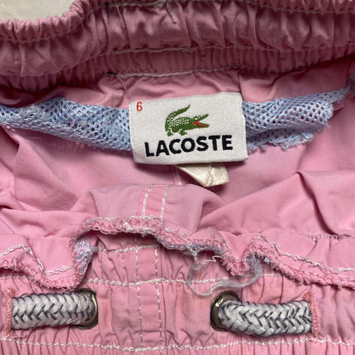Lacoste Pink and White Swimming Trunk Shorts (M)