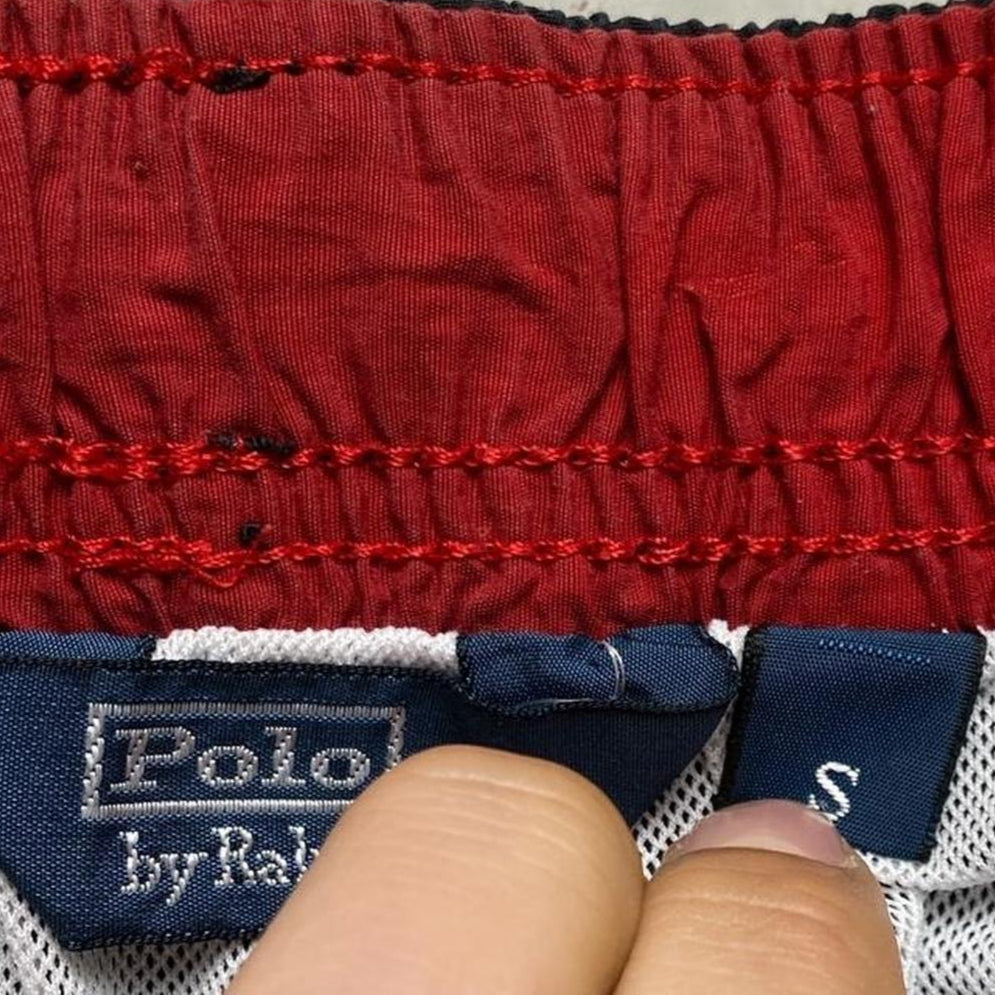 Polo Ralph Lauren Black and Red Swim Trunk Shorts (S)