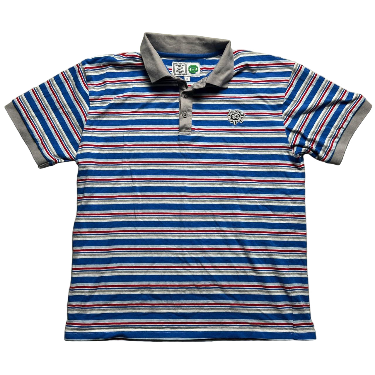 Always Do What You Should Do Education Lake Elsinore Eyes Blue Red and White Stripe Polo (M) Shirt