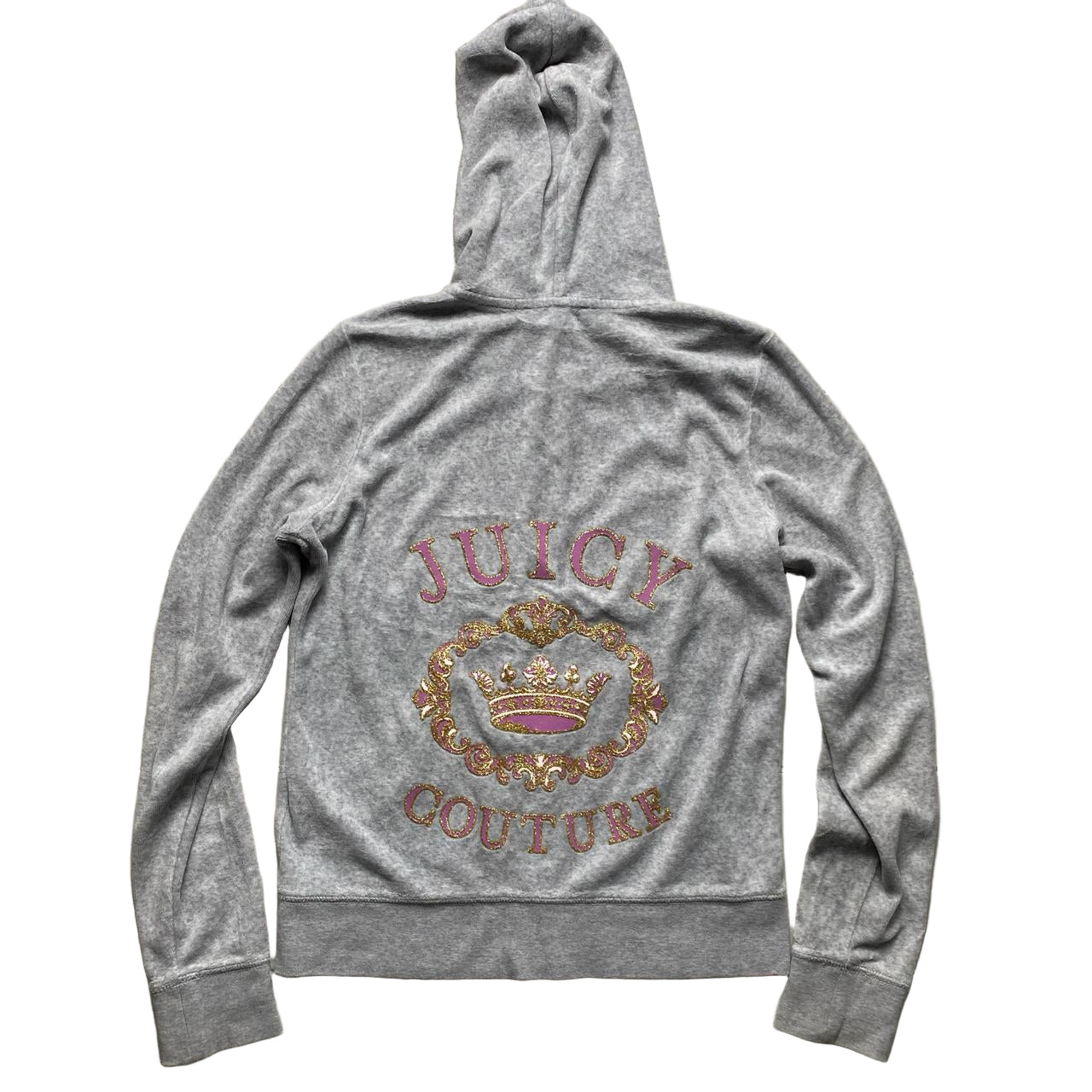 Juicy Couture Grey and Pink Velour Tracksuit (S)