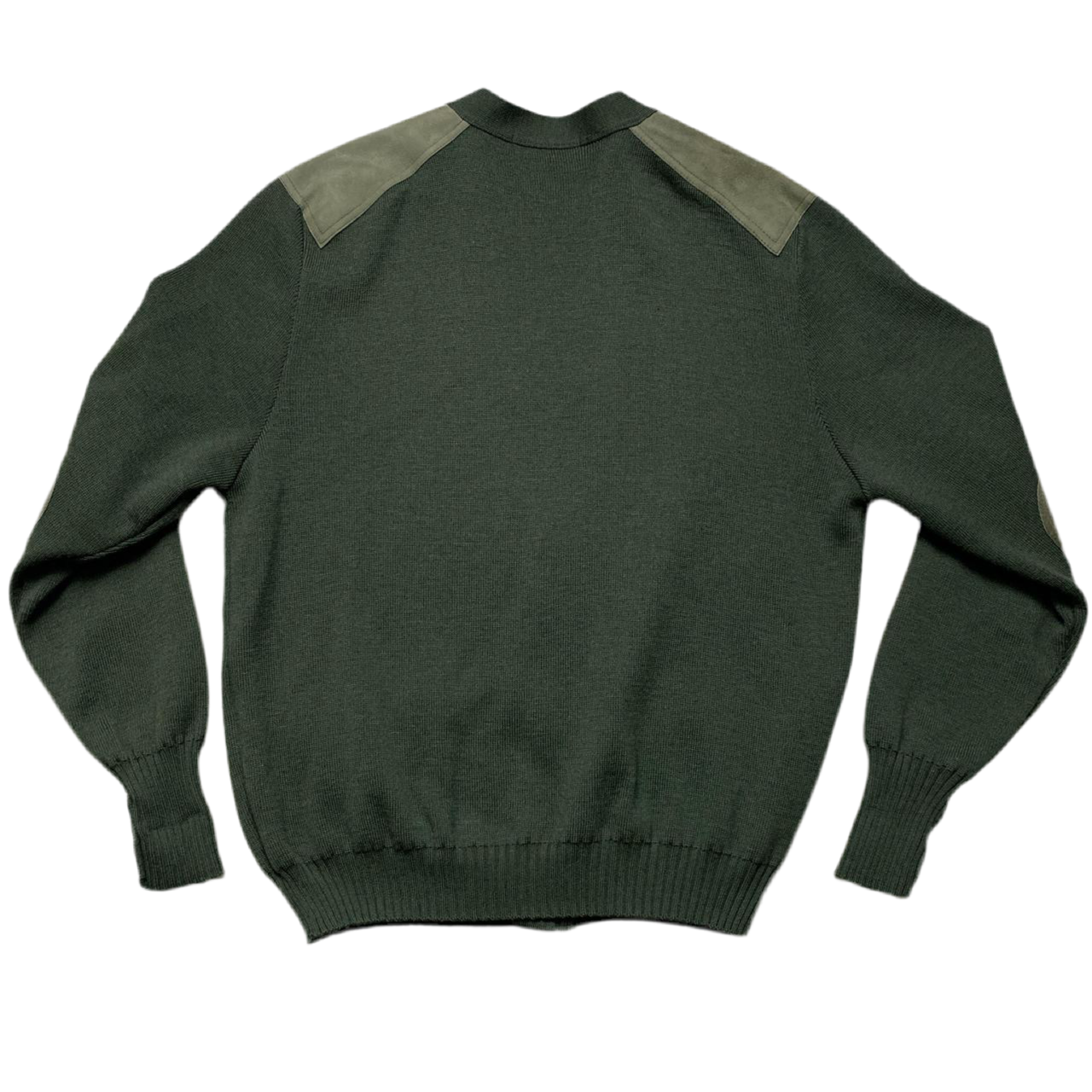 Burberry Burberrys Vintage 90’s Khaki Green Knit Cardigan with Suede Panels (XL)