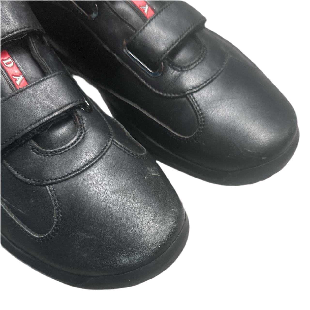 Prada Americas Cup Black and Red Tab Velcro Strap Up Shoes (UK 7)