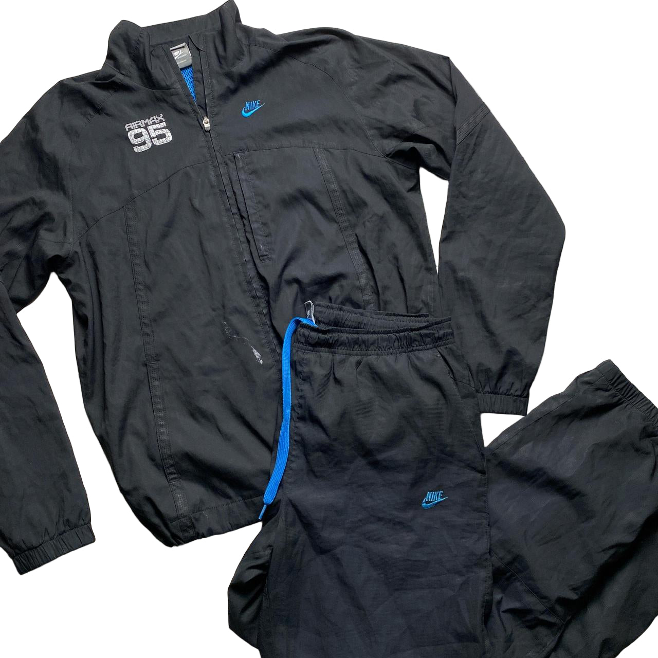 Nike Air Max 95 Black and Blue Shell Windbreaker Tracksuit (L)