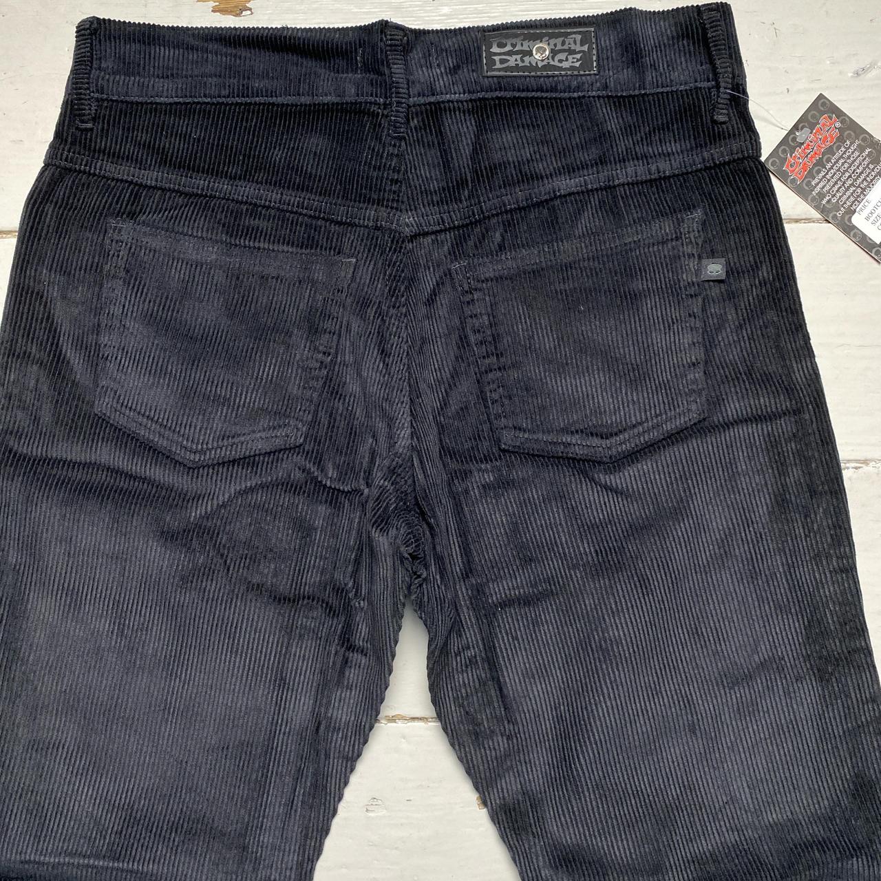 Criminal Damage Black Corduroy Bootcut Jean Trousers