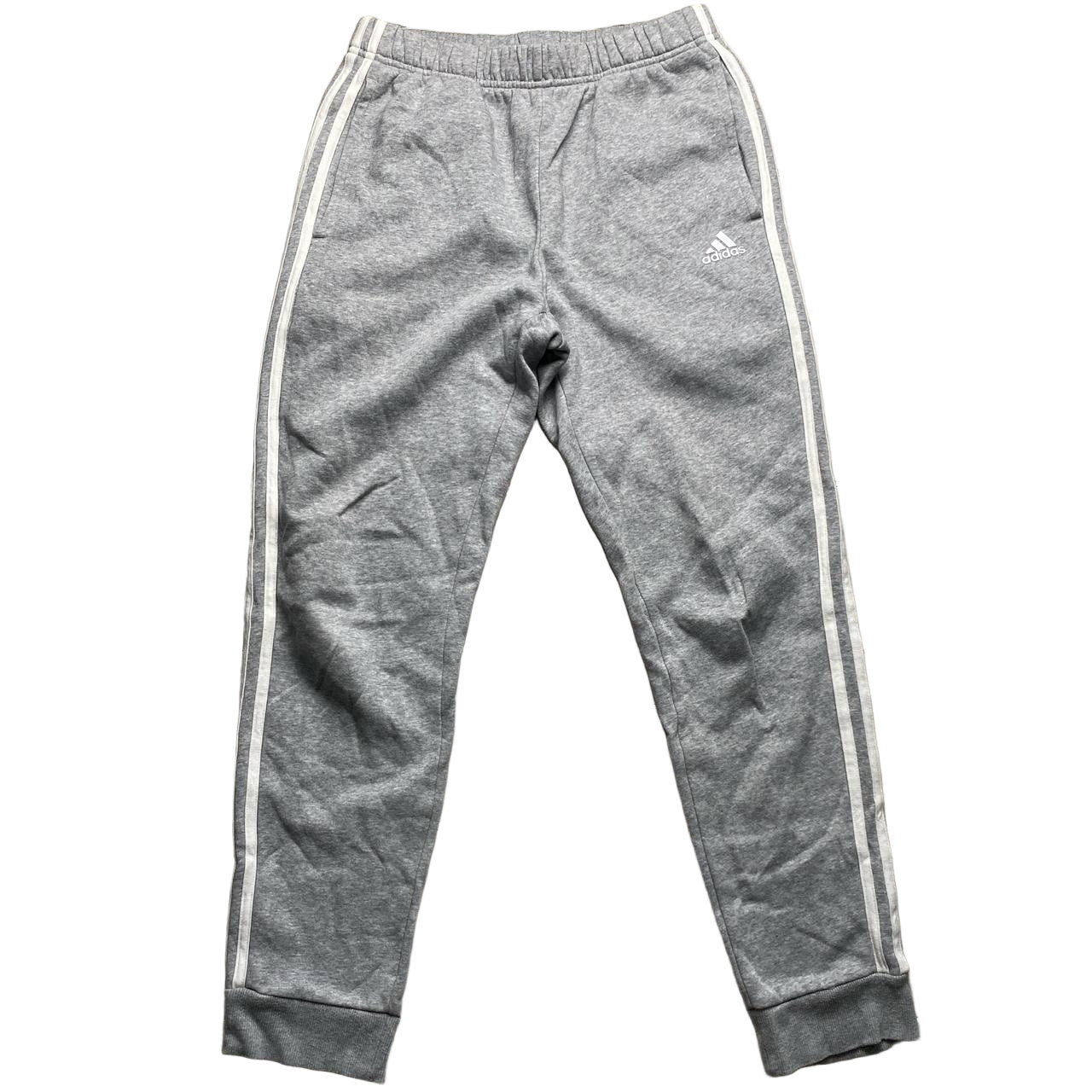 Adidas Grey and White Stripe Joggers (M)