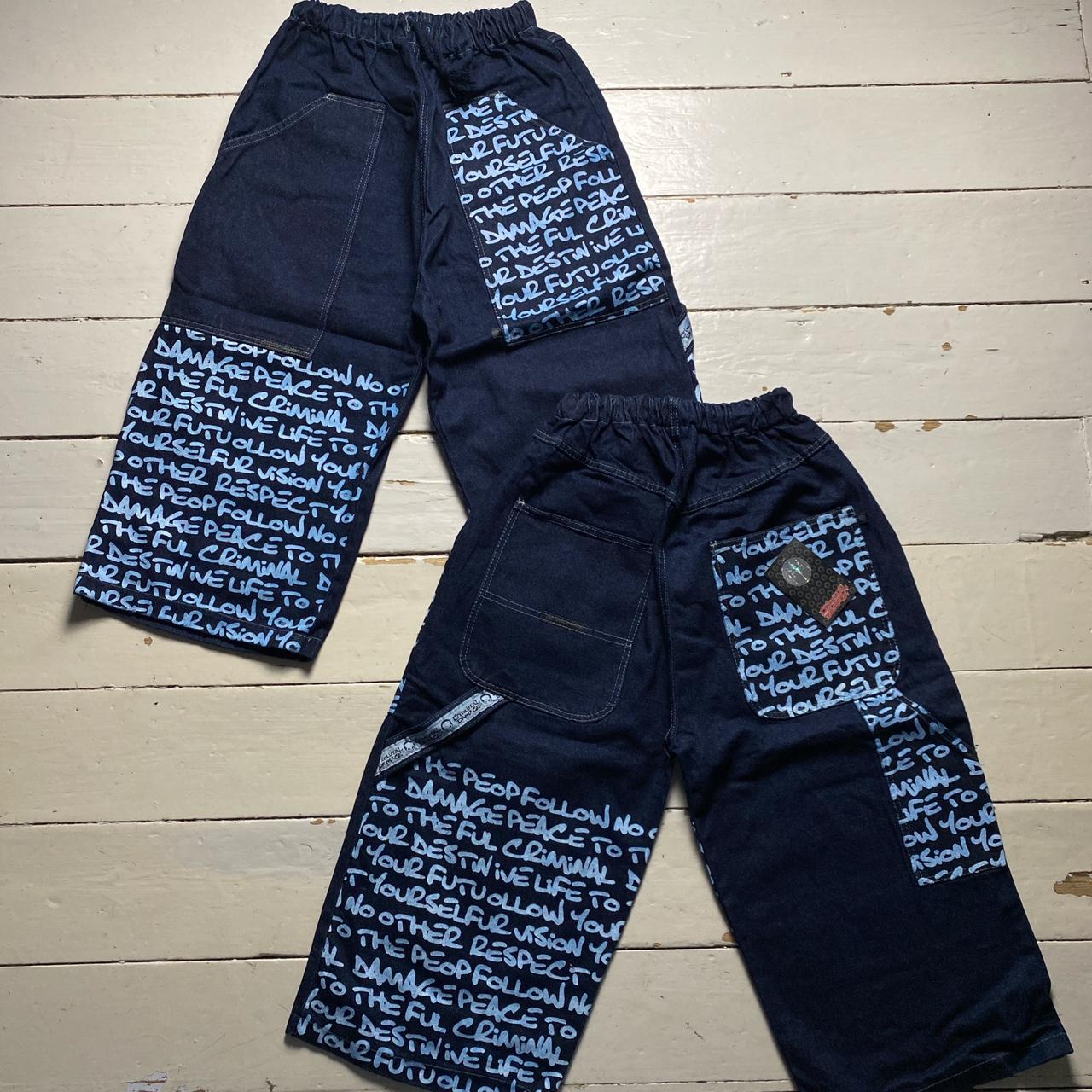 Criminal Damage Graffiti Baggy Vintage y2k Denim Carpenter Style Jorts Jean Shorts