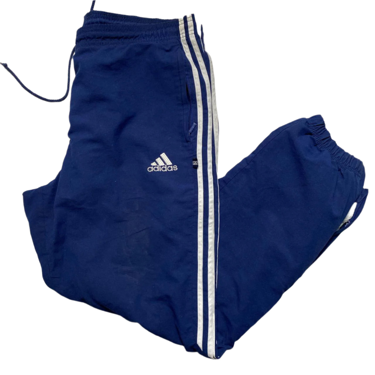 Adidas Navy and White Shell Trackpant Bottoms (L)