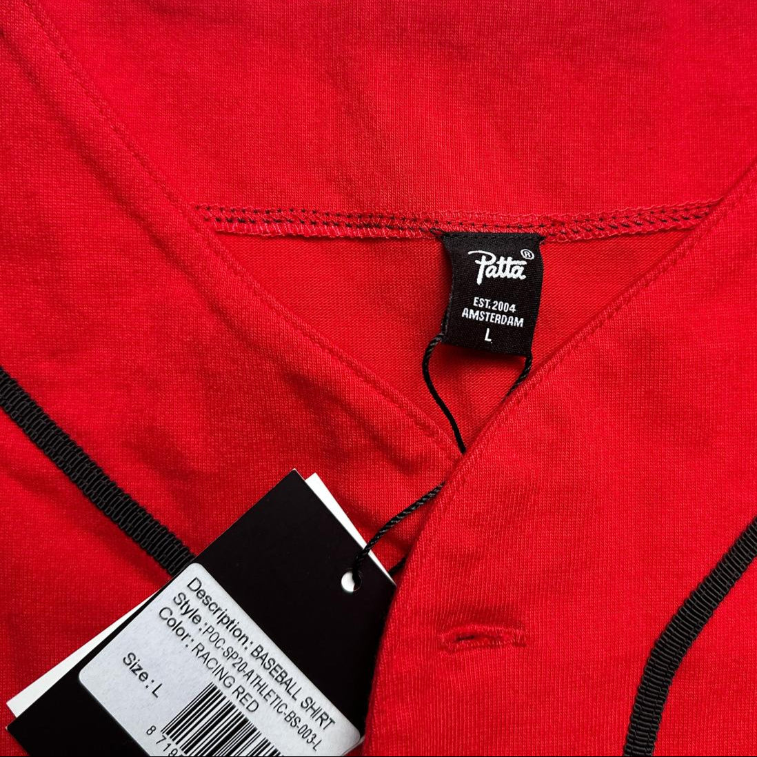 Patta Baseball Short Sleeve Shirt Red and Black (L)