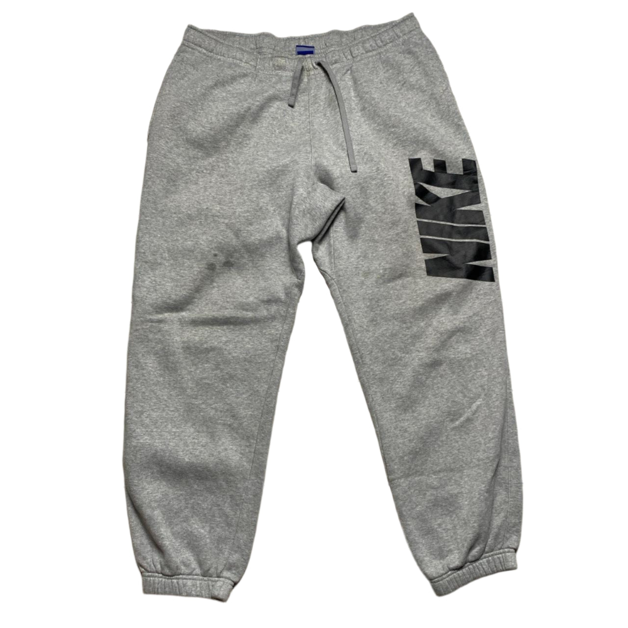 Nike Grey and Black Club Spellout Baggy Joggers (2XL)