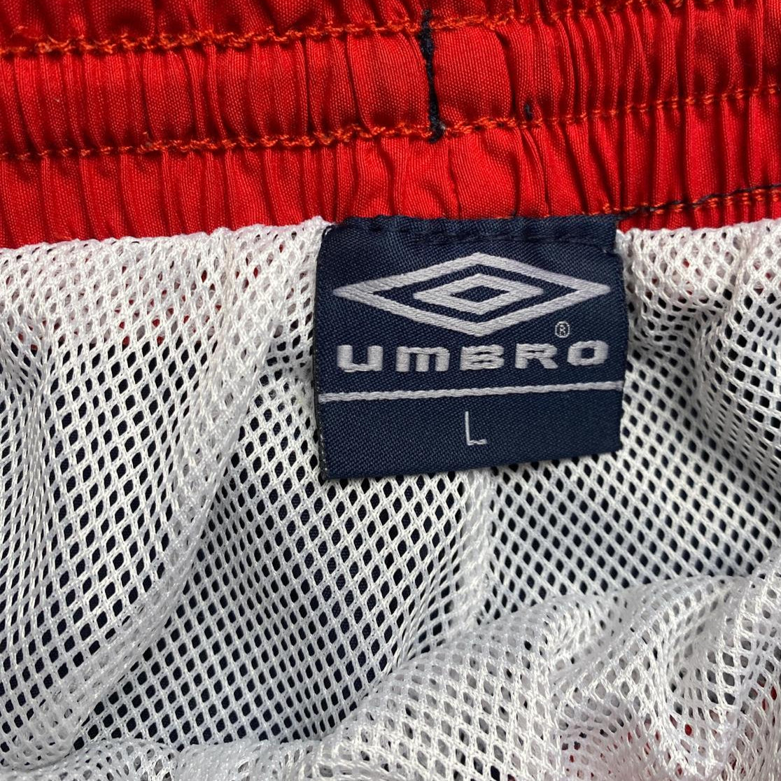 Umbro Navy and Red Shell Trackpant Bottoms (L)
