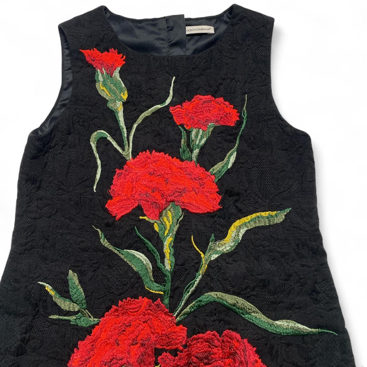 Dolce and Gabbana Brocade Carnation Vintage Floral Embroidered Silk Lace Mini Dress (S)