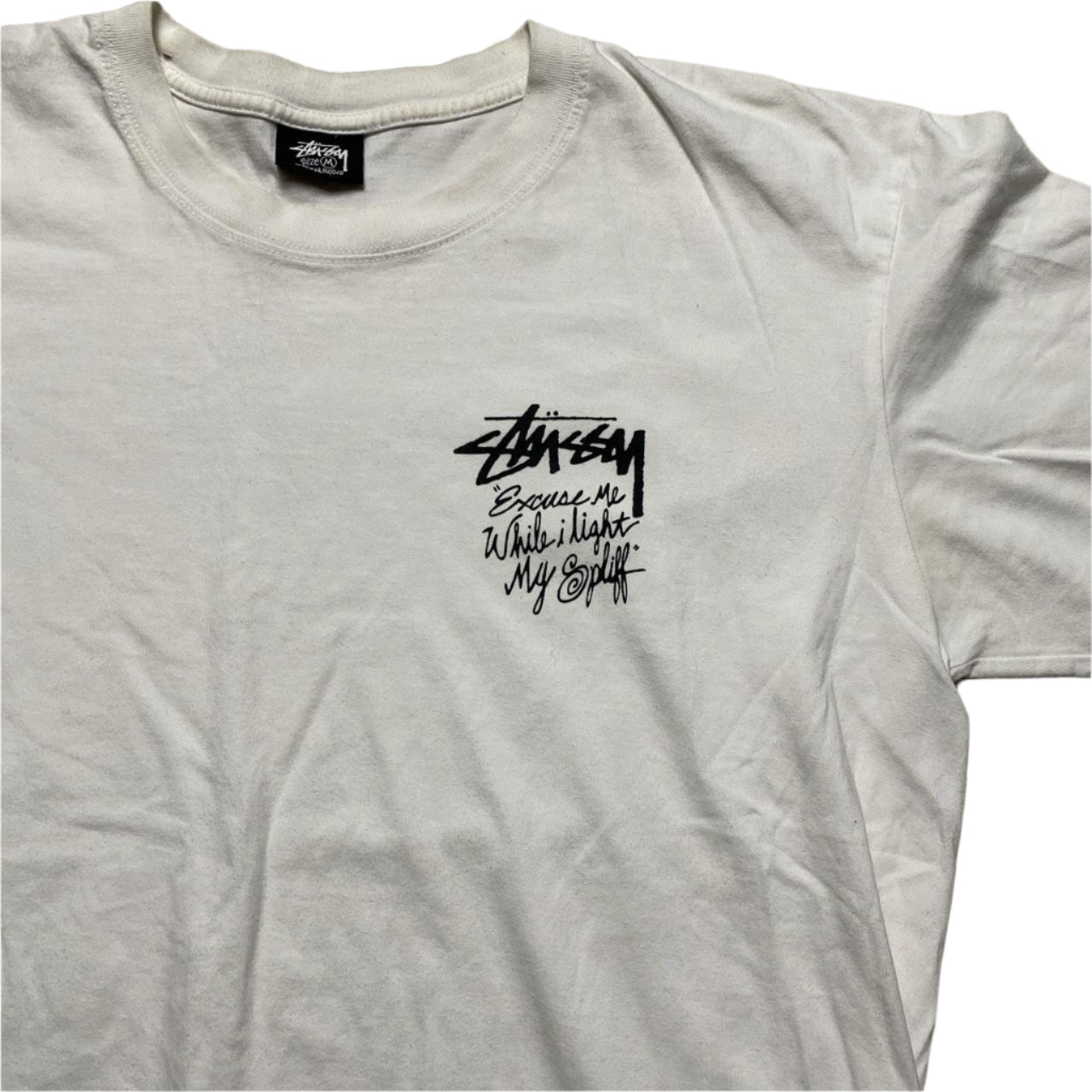 Stussy Bob Marley Excuse Me While I Light My Spliff White T Shirt (M)