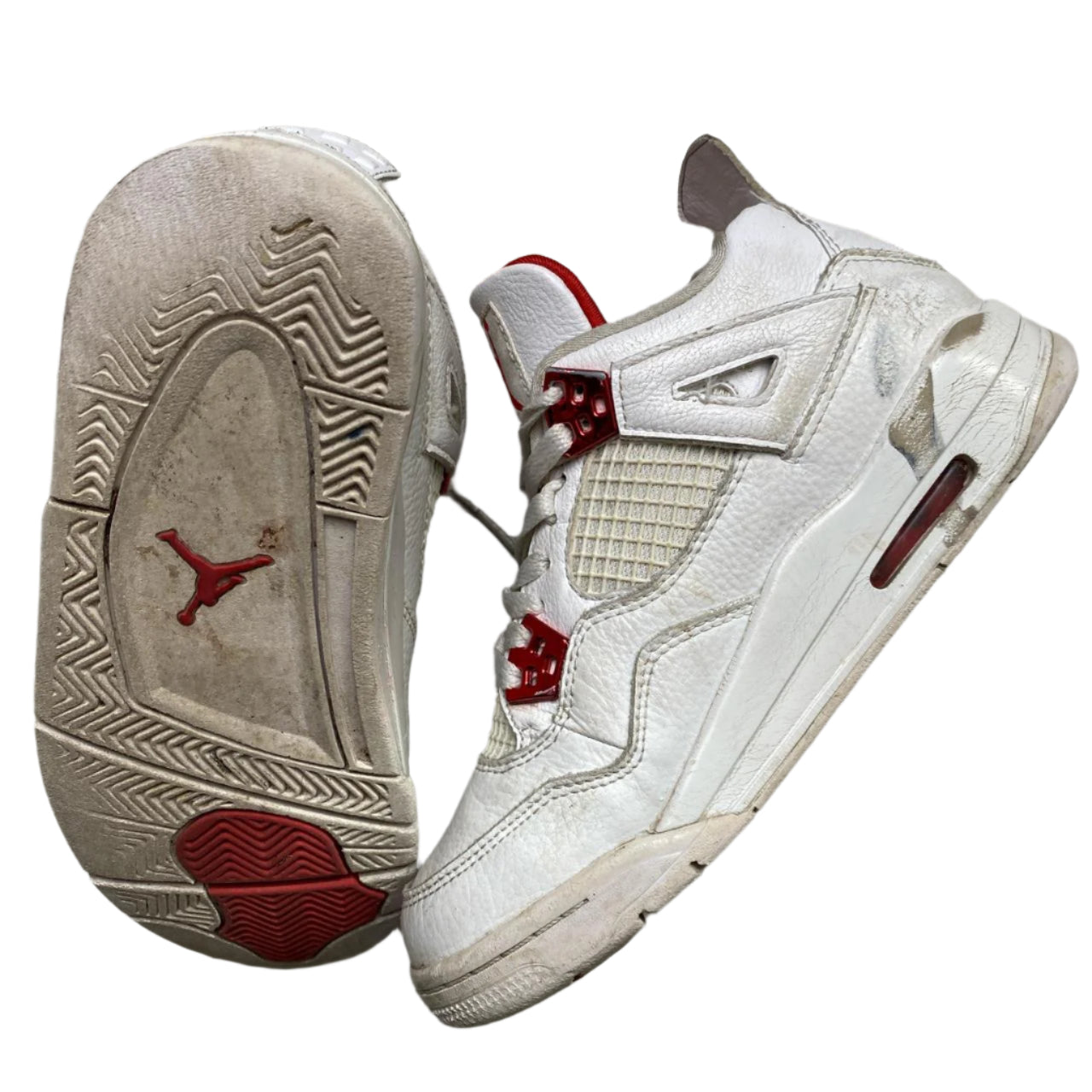 Jordan 4 White and Metallic Red (UK 5)