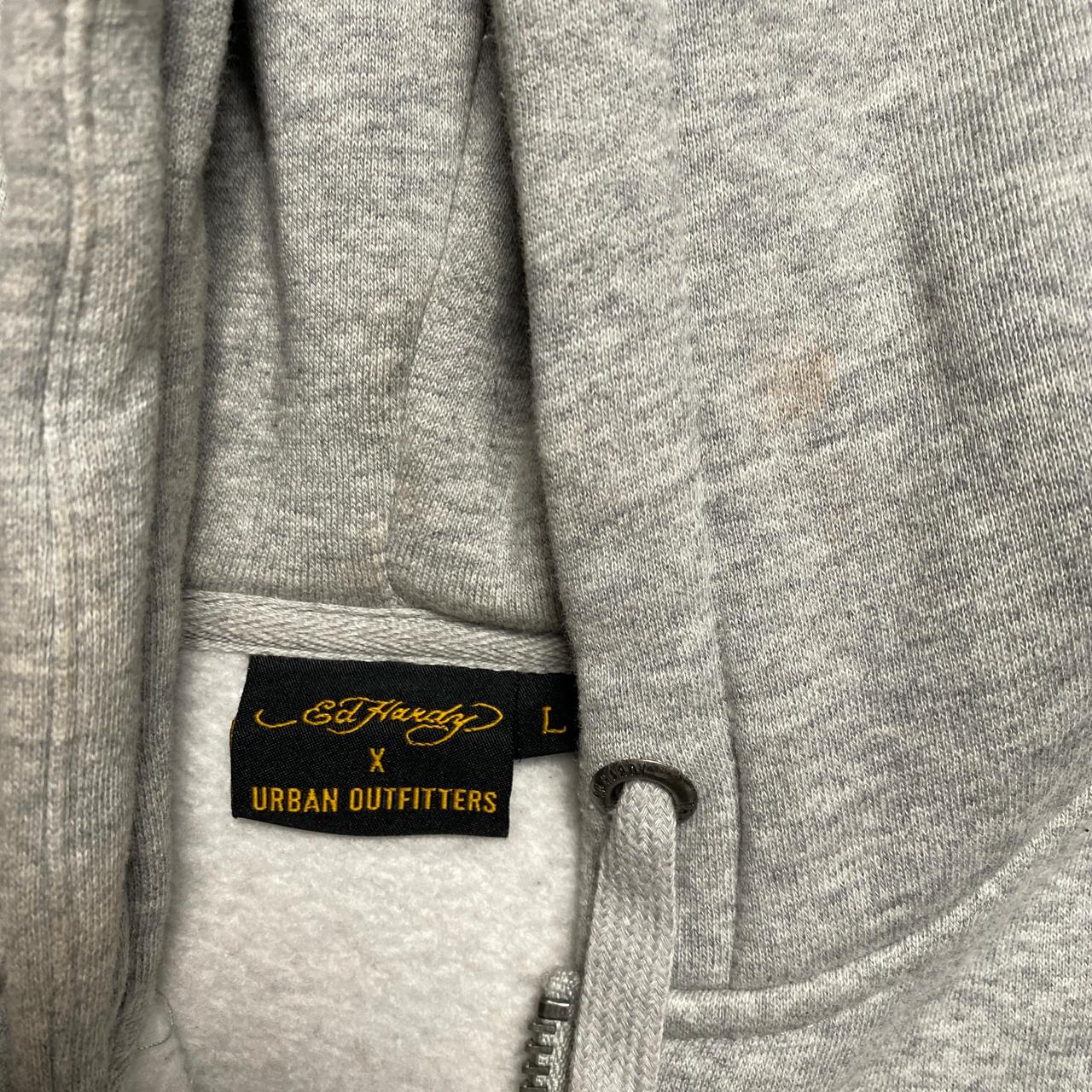 Ed Hardy Grey Cross and Heart Hoodie