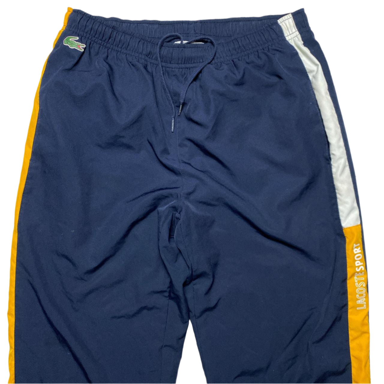Lacoste Sport Navy and Yellow Shell Trackpant Bottoms (M)