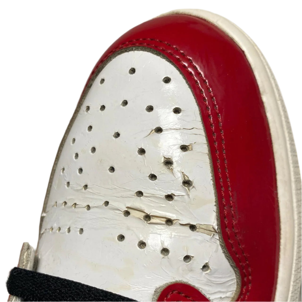 Jordan 1 No Fear Fearless Red Black White and Blue Patent (UK 9)
