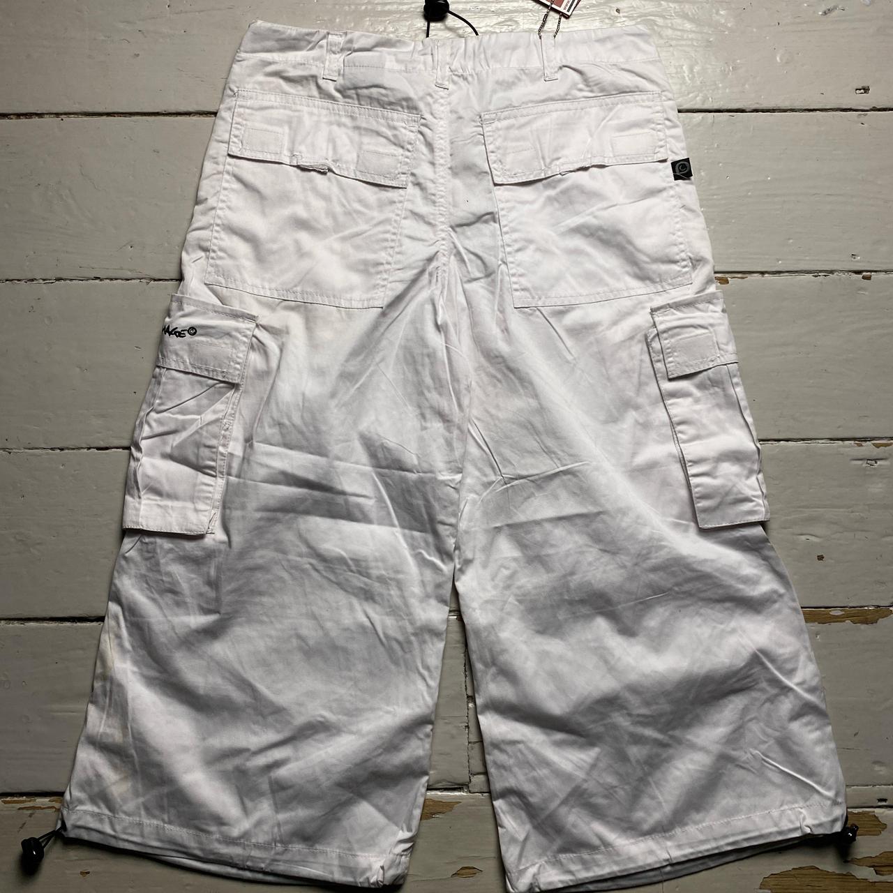 Criminal Damage White Cargo Parachute Combat Shorts