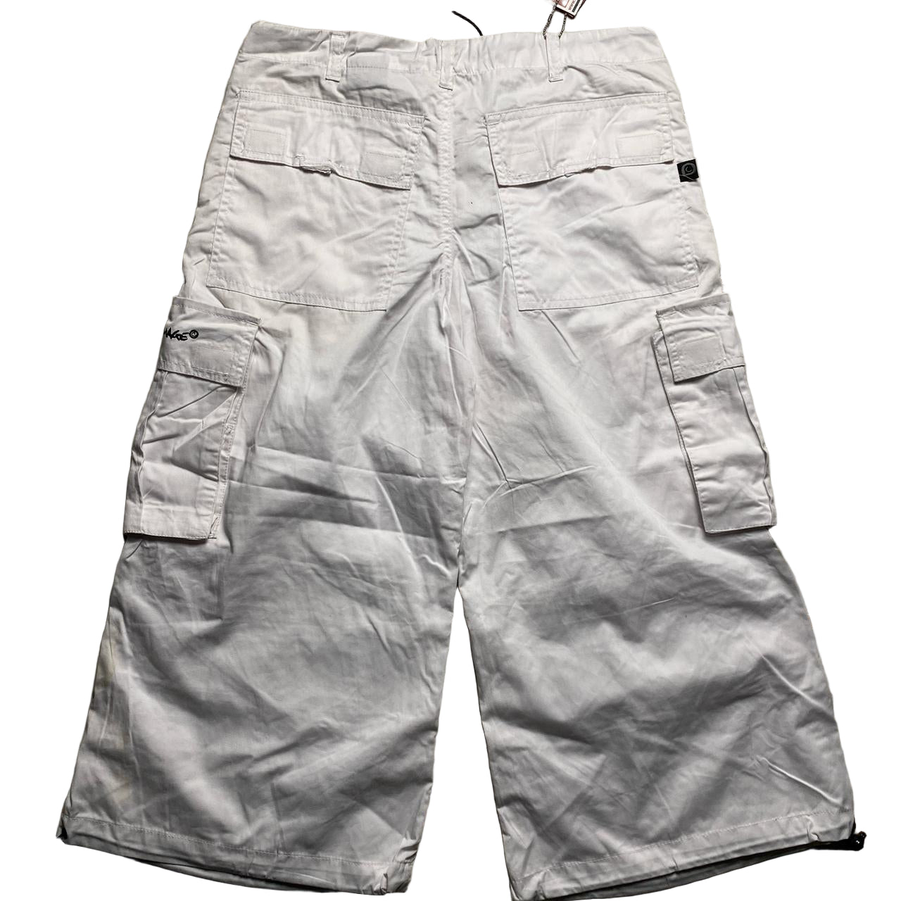 Criminal Damage White Cargo Parachute Combat Shorts (L)