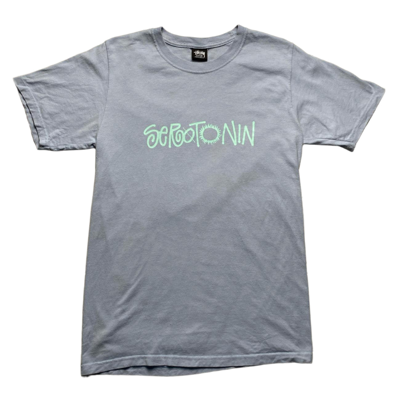 Stussy Serotonin Blue and Baby Blue T Shirt (S)